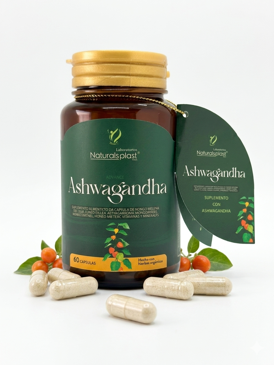 Ashwagandha Adaptógena 60 Cápsulas – Equilibrio Mental y Bienestar Diario.